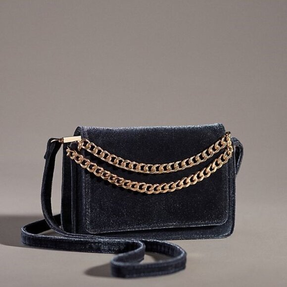 Anthropologie Velvet Crossbody Wallet brand new gray color - Picture 1 of 7